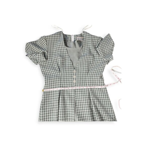 Vintage Green Plaid Short Sleeve Button-Down Midi Dress By Kathie Lee SZ 8 - Picture 5 of 8